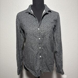 Frank And Eileen Women's Barry Button Up Gray Floral Shirt Small 100% Cotton